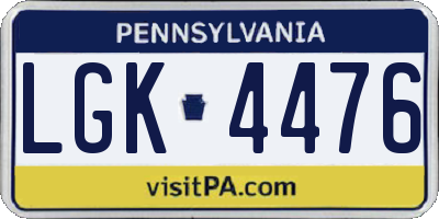 PA license plate LGK4476
