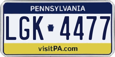 PA license plate LGK4477