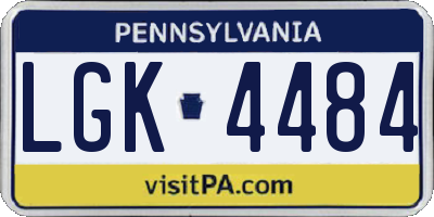 PA license plate LGK4484