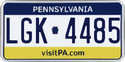 PA license plate LGK4485