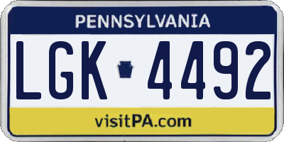 PA license plate LGK4492