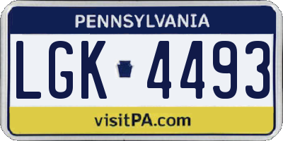 PA license plate LGK4493