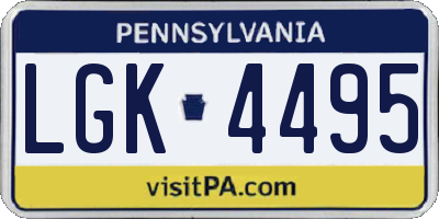 PA license plate LGK4495