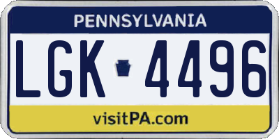 PA license plate LGK4496