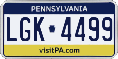 PA license plate LGK4499