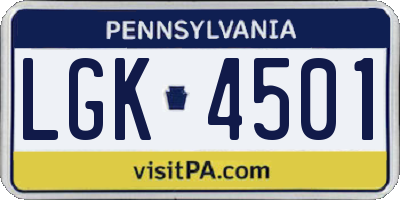 PA license plate LGK4501
