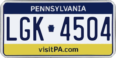 PA license plate LGK4504