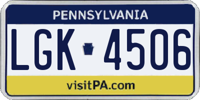 PA license plate LGK4506