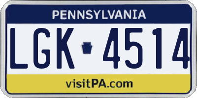 PA license plate LGK4514