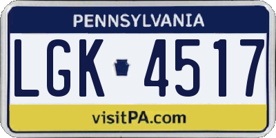 PA license plate LGK4517