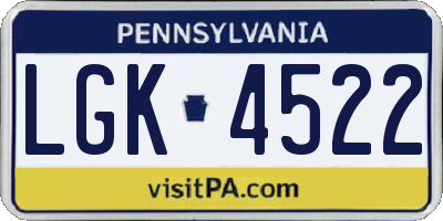 PA license plate LGK4522