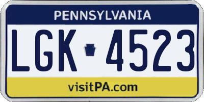 PA license plate LGK4523