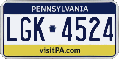 PA license plate LGK4524