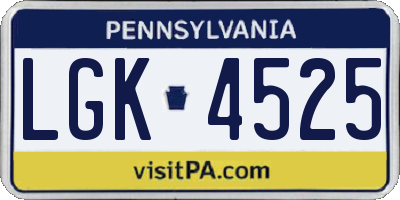 PA license plate LGK4525