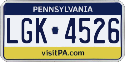 PA license plate LGK4526