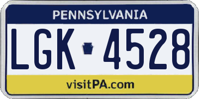PA license plate LGK4528