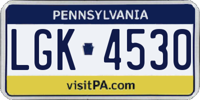 PA license plate LGK4530