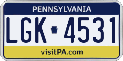 PA license plate LGK4531