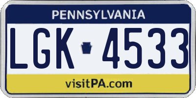PA license plate LGK4533