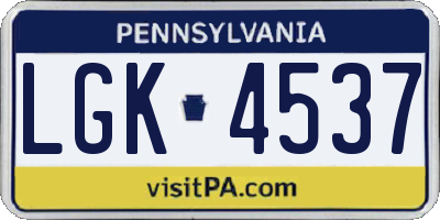 PA license plate LGK4537