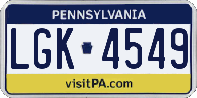 PA license plate LGK4549
