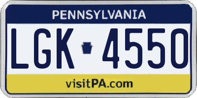 PA license plate LGK4550