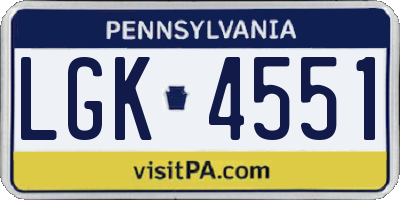 PA license plate LGK4551