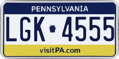 PA license plate LGK4555