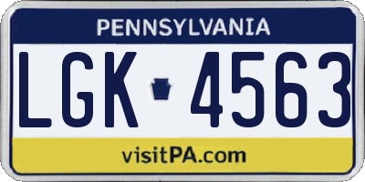 PA license plate LGK4563