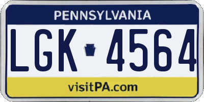 PA license plate LGK4564