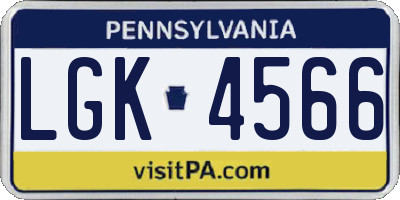 PA license plate LGK4566