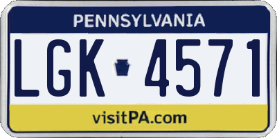 PA license plate LGK4571