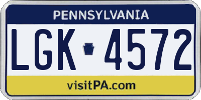 PA license plate LGK4572