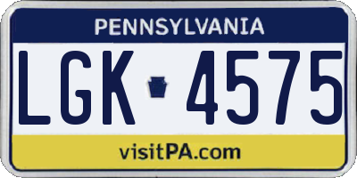 PA license plate LGK4575