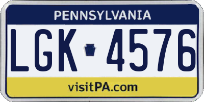 PA license plate LGK4576