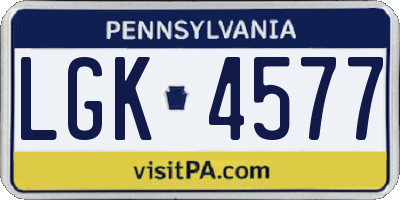 PA license plate LGK4577