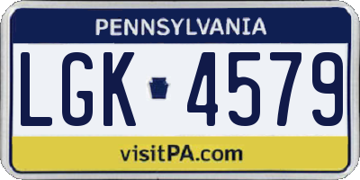 PA license plate LGK4579