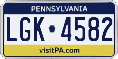 PA license plate LGK4582