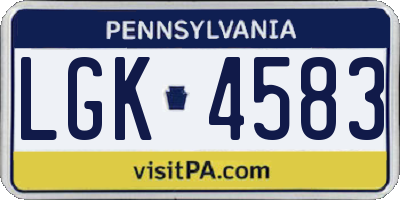 PA license plate LGK4583