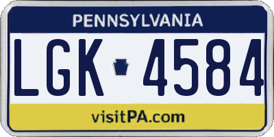 PA license plate LGK4584