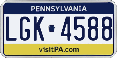 PA license plate LGK4588