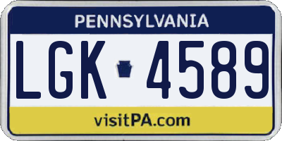 PA license plate LGK4589