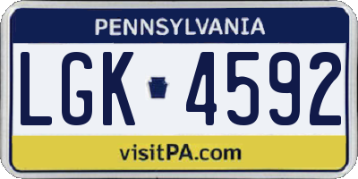 PA license plate LGK4592