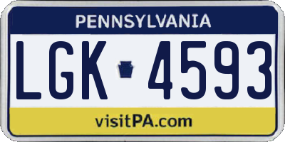 PA license plate LGK4593
