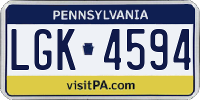 PA license plate LGK4594