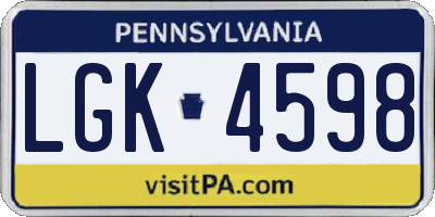 PA license plate LGK4598