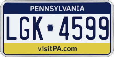 PA license plate LGK4599