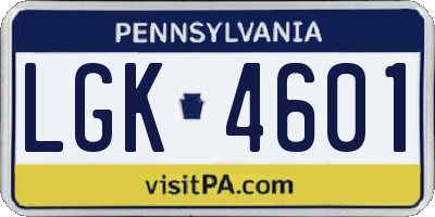 PA license plate LGK4601