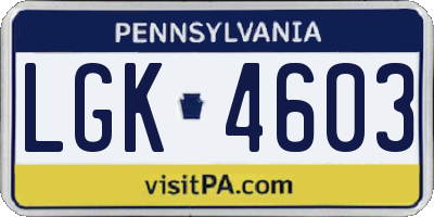 PA license plate LGK4603