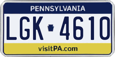 PA license plate LGK4610
